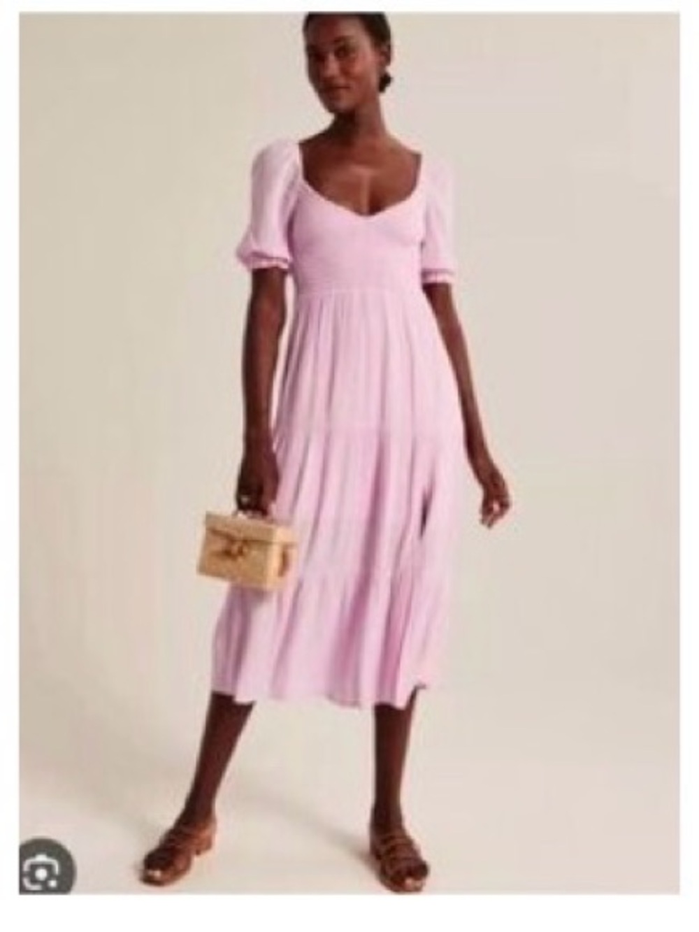 Abercrombie & Fitch Light Pink Short-Sleeve Midi Dress